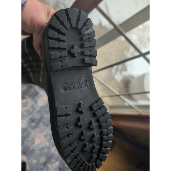 Lauren Ralph Lauren Bethania Rain Welly Rubber Boots Black White Plaid 10 - Picture 7 of 7